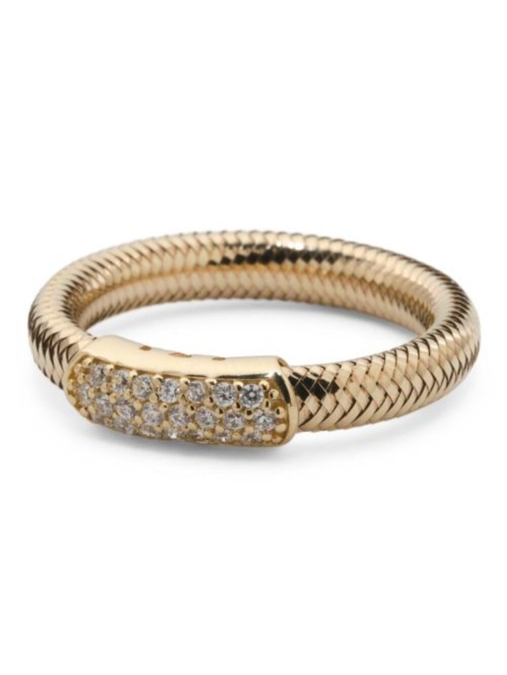 GOLDEN CLEF Made In Italy 14kt Gold Stretch Mesh Chain Ring